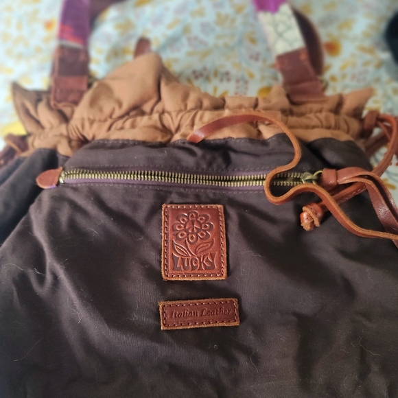 LUCKY patchwork corded leather trimmed hobo purse bag - Picture 10 of 12